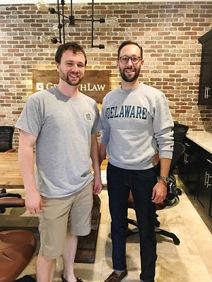 Our client with attorney Chris Coyne