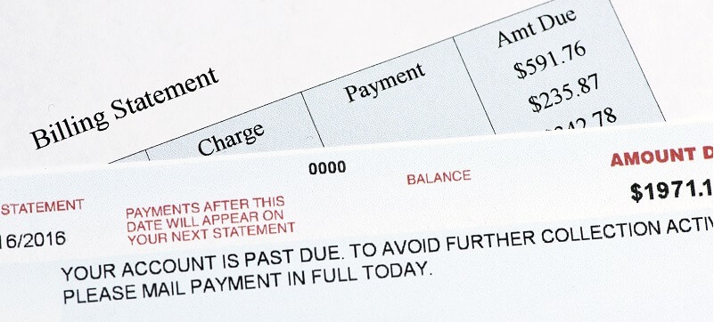 Overdue doctor and medical bills from car crash injuries