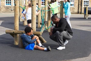 child with head injury after playground fall