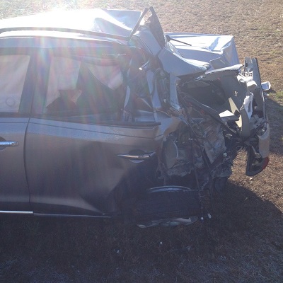 Totaled SUV from being rear-ended by semi truck