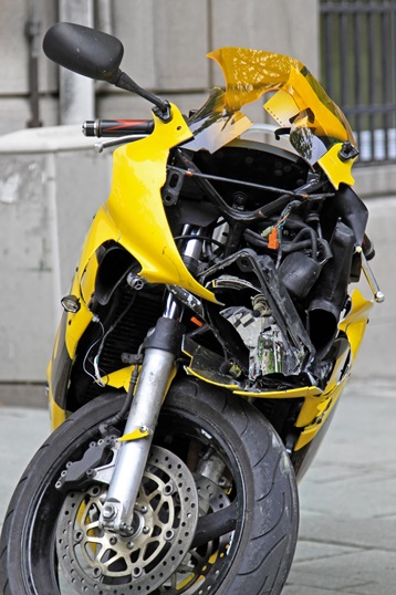 damaged motorcycle after crash