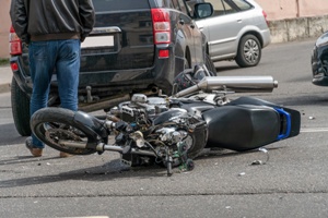 crashed motorcycle in street